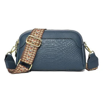 Stijlvolle crossbodytas van leer met alligatorpatroon